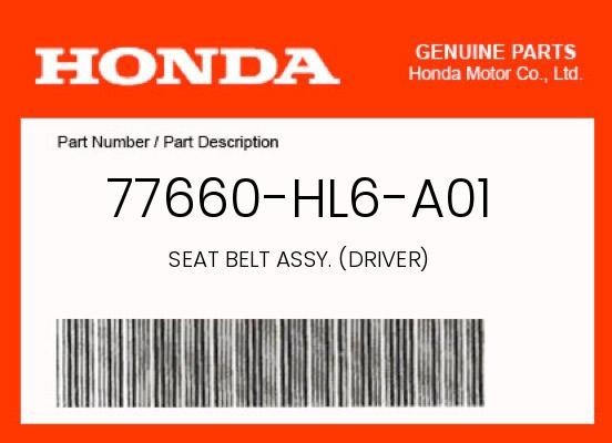 OEM 2021 Honda Talon SXS1000 Front Seatbelts - Part# 77660-HL6-A01