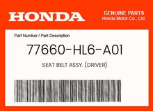 Load image into Gallery viewer, OEM 2021 Honda Talon SXS1000 Front Seatbelts - Part# 77660-HL6-A01