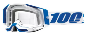 100% RACECRAFT 2 GOGGLE ISOLA - BLUE AND WHITE - CLEAR LENS