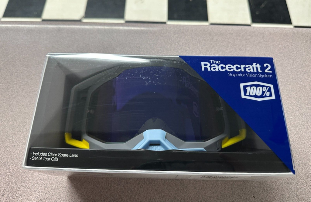 100% RACECRAFT 2 GOGGLE TRINIDAD - MIRRORED BLUE LENS 