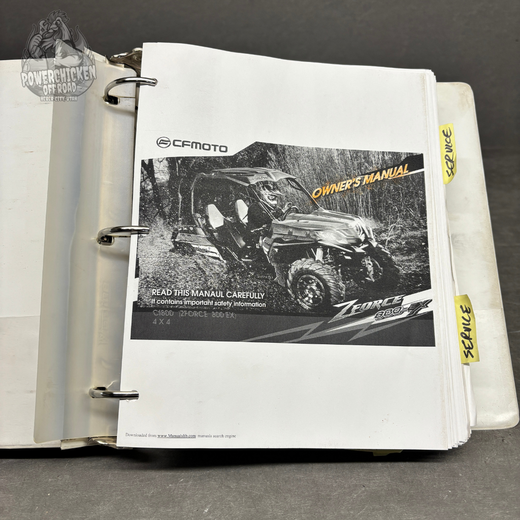 2017 CFMOTO Z-Force 800 EPS User & Service Manual – Printed Copy