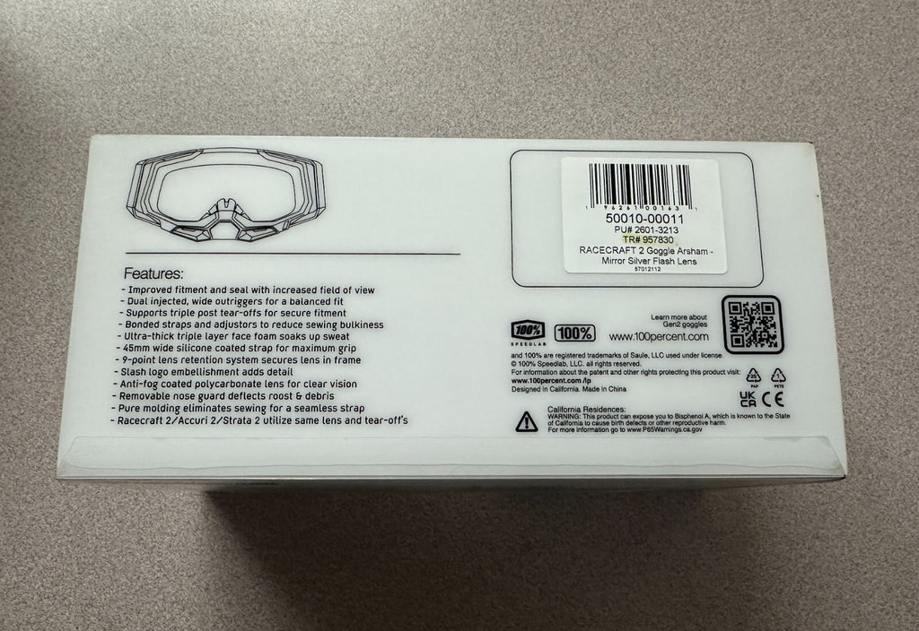 100% RACECRAFT 2 GOGGLE ARSHAM - MIRROR SILVER FLASH LENS