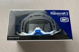 100% RACECRAFT 2 GOGGLE ISOLA - BLUE AND WHITE - CLEAR LENS